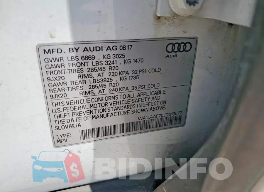 WA1LAAF75JD010077 Photo# 13