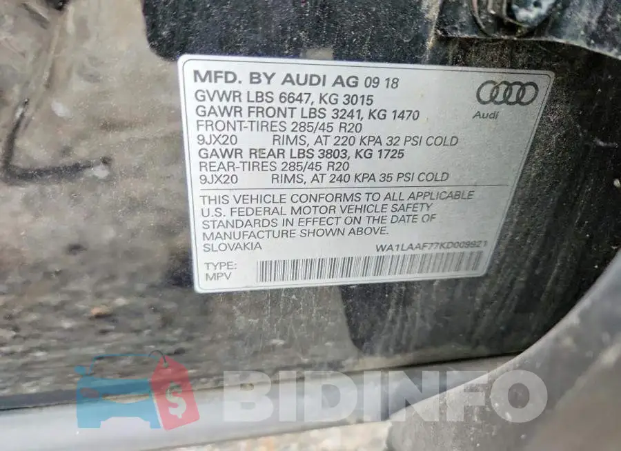 WA1LAAF77KD009921 Photo# 13