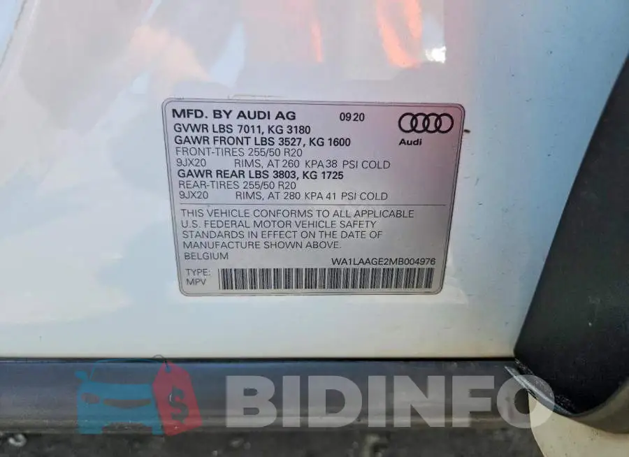 WA1LAAGE2MB004976 Photo# 12