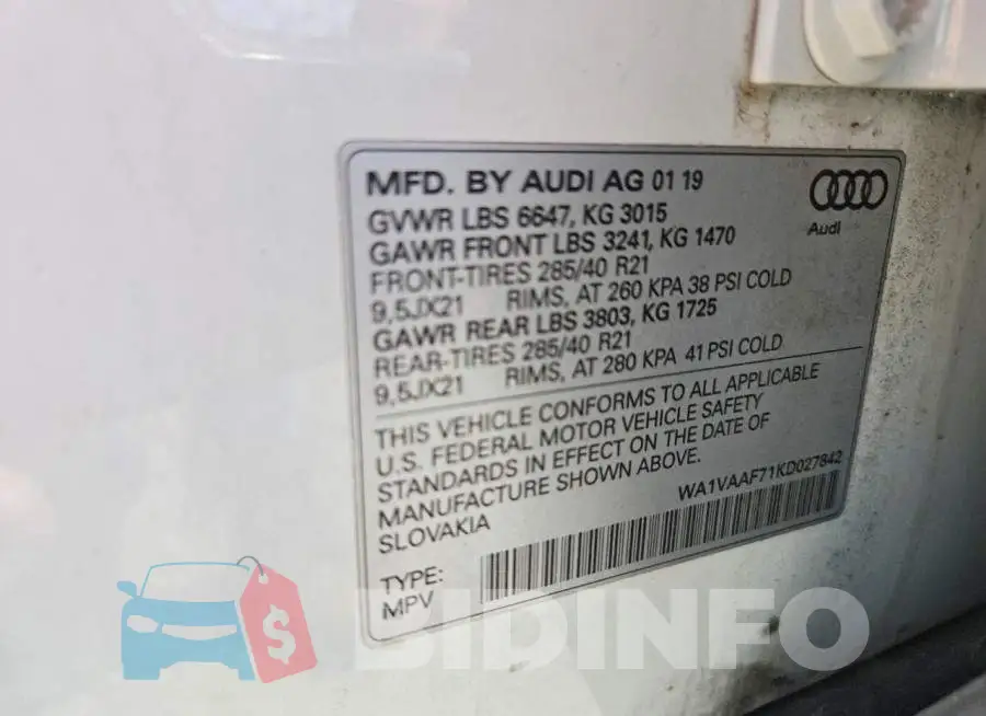 WA1VAAF71KD027842 Photo# 13