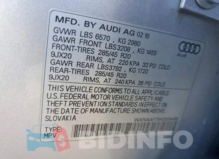 WA1VAAF73HD008489 Photo# 13