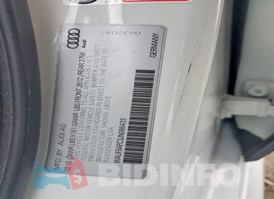 WAUF8AFC3JN086433 Photo# 13