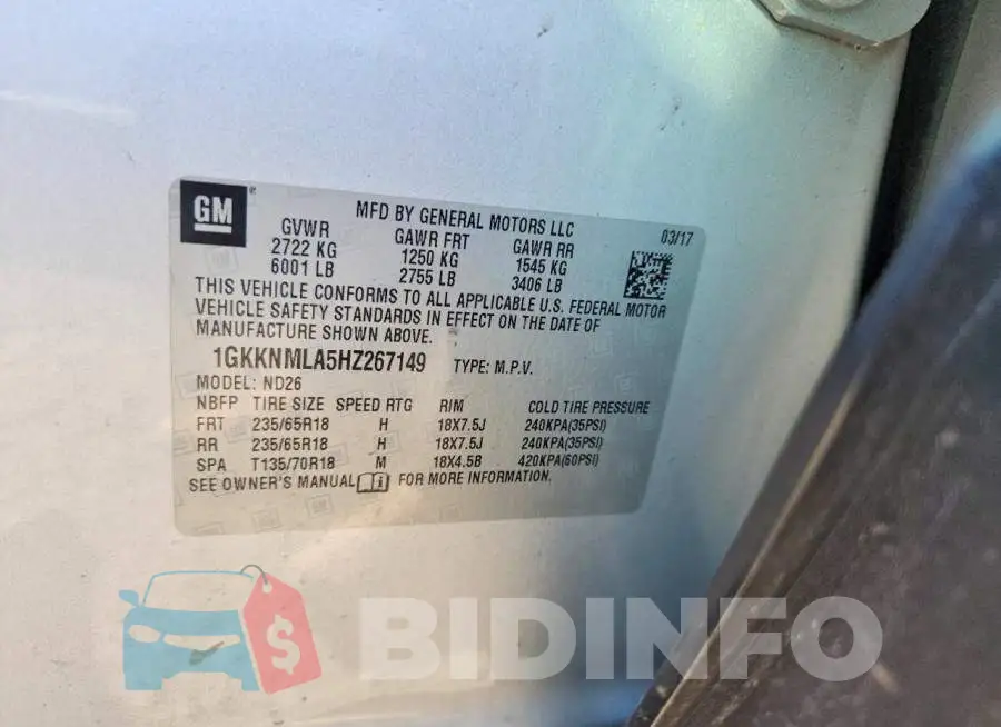1GKKNMLA5HZ267149 Photo# 13