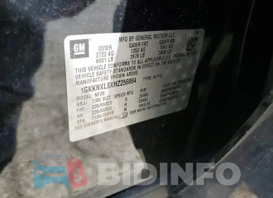 1GKKNXLSXHZ256884 Photo# 13