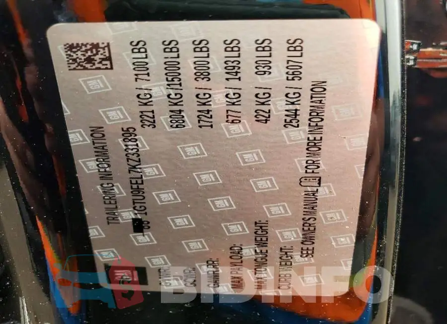 1GTU9FEL7KZ331895 Photo# 12