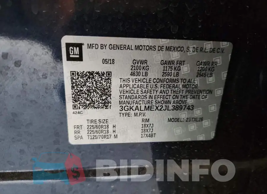 3GKALMEX2JL389743 Photo# 13