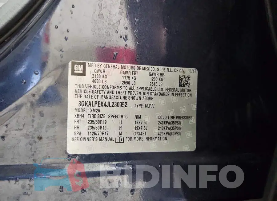3GKALPEX4JL230952 Photo# 13