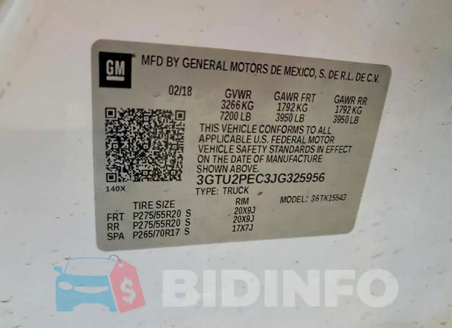 3GTU2PEC3JG325956 Photo# 12
