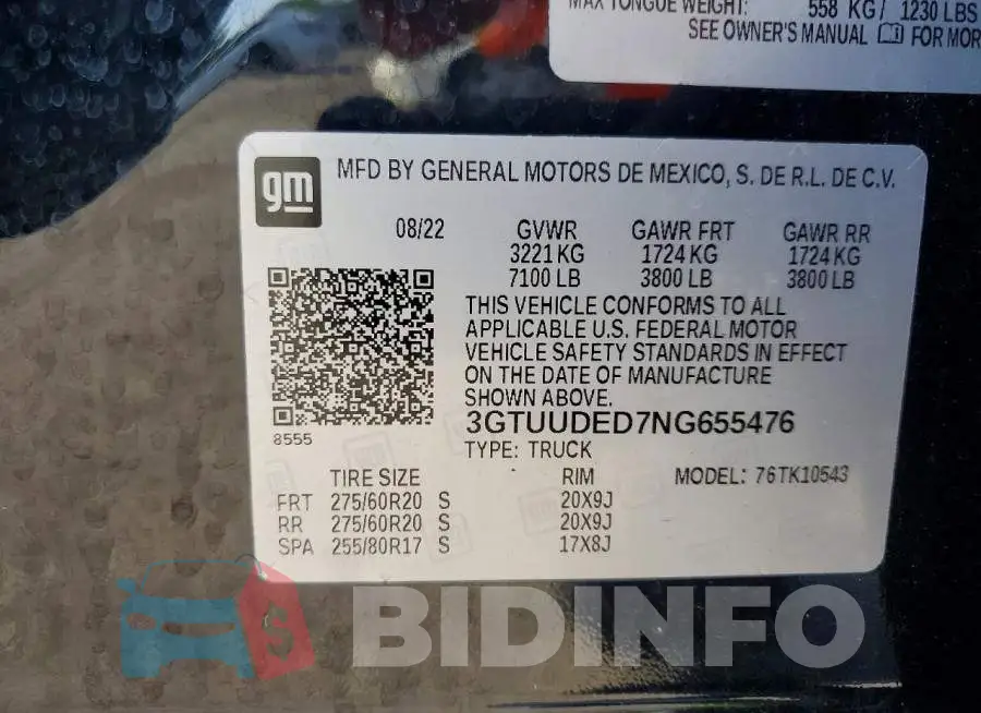 3GTUUDED7NG655476 Photo# 12