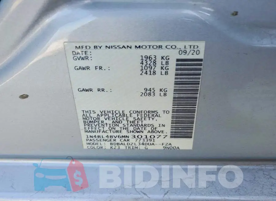 1N4BL4BV6MN301077 Photo# 12