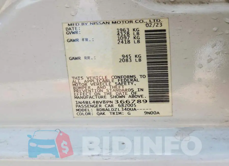 1N4BL4BV8PN366789 Photo# 13