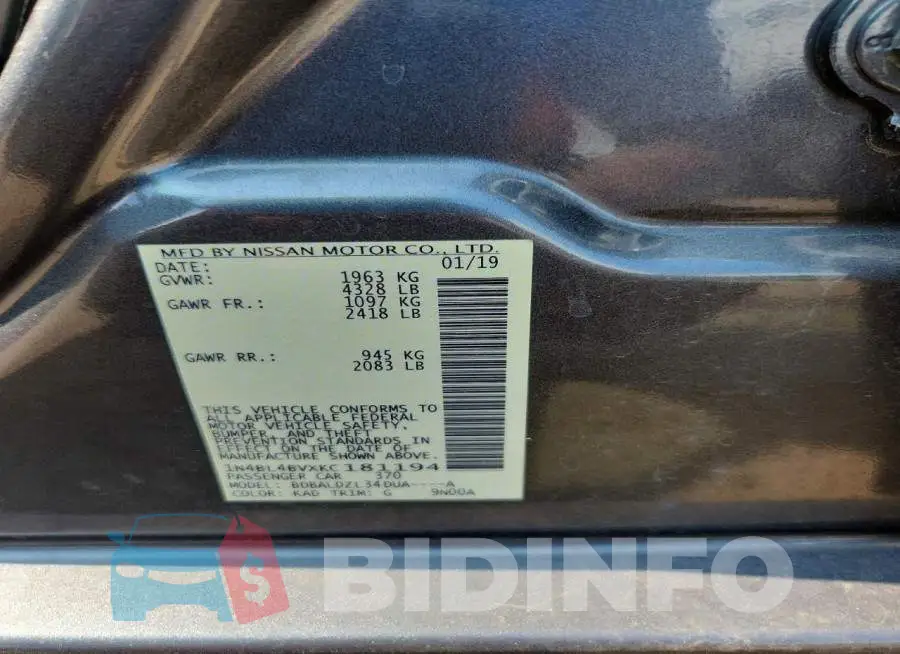 1N4BL4BVXKC181194 Photo# 13