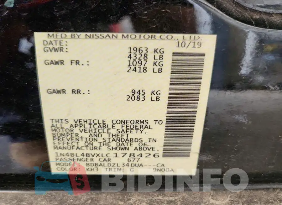1N4BL4BVXLC178426 Photo# 12