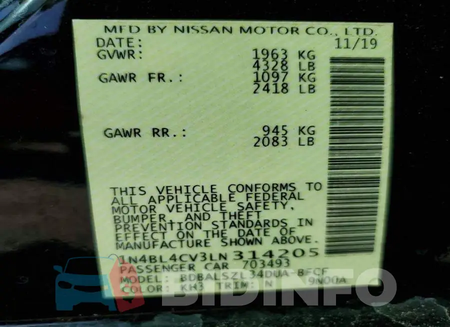 1N4BL4CV3LN314205 Photo# 12