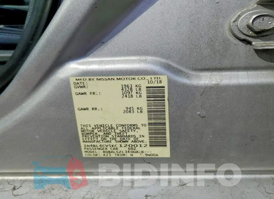 1N4BL4CV5KC120012 Photo# 12