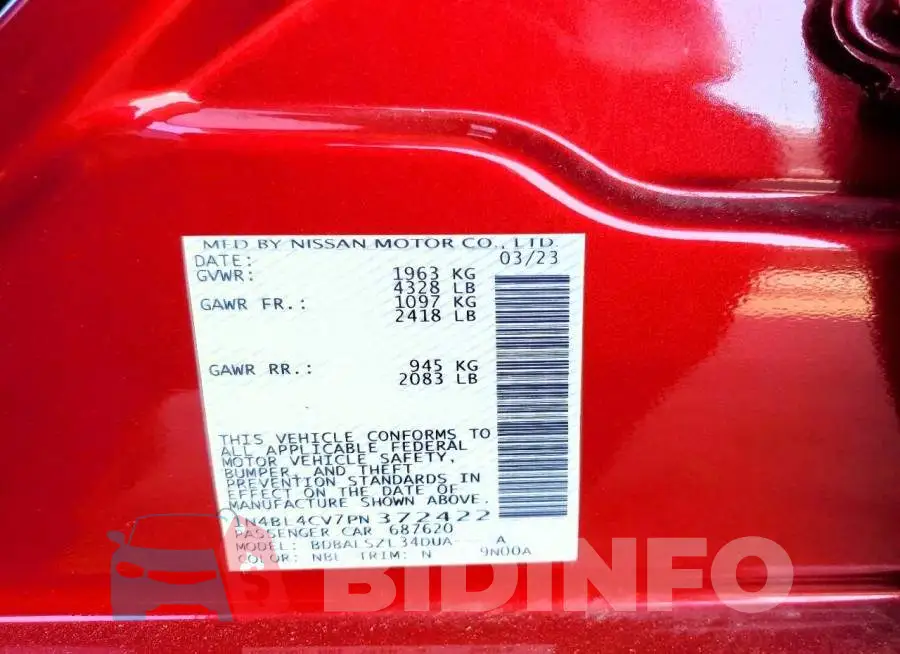 1N4BL4CV7PN372422 Photo# 12