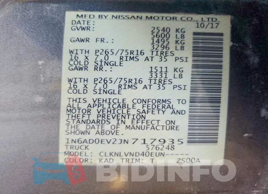 1N6AD0EV2JN717935 Photo# 13