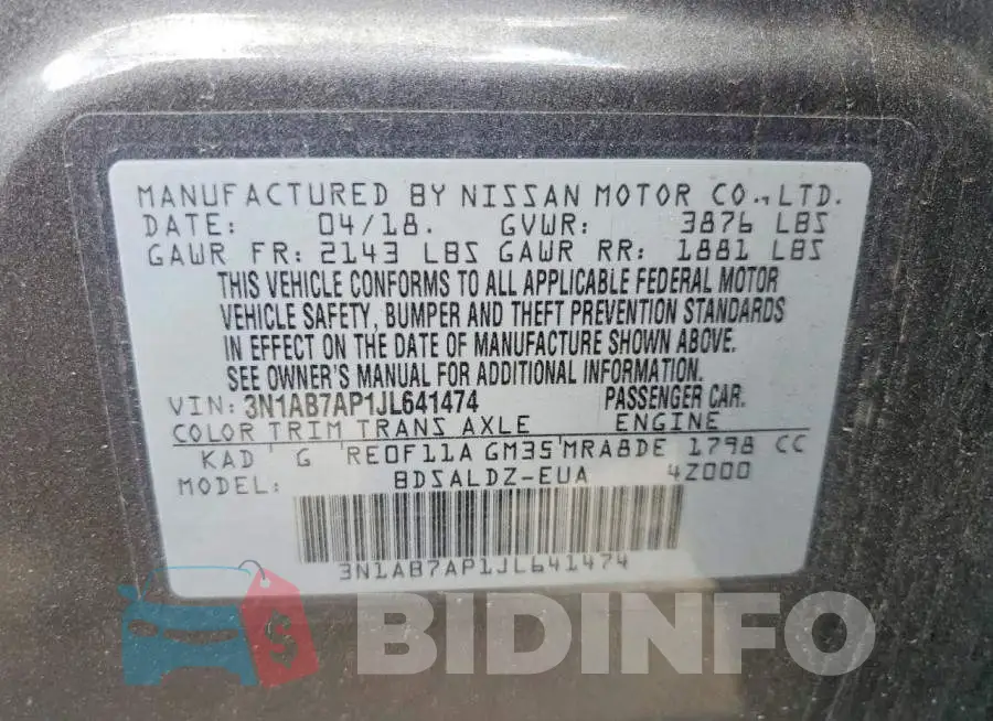 3N1AB7AP1JL641474 Photo# 12