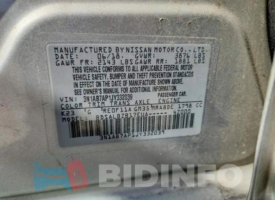 3N1AB7AP1JY332039 Photo# 12