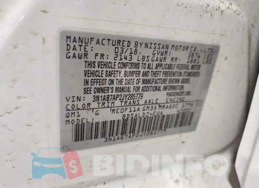 3N1AB7AP2JY285779 Photo# 12