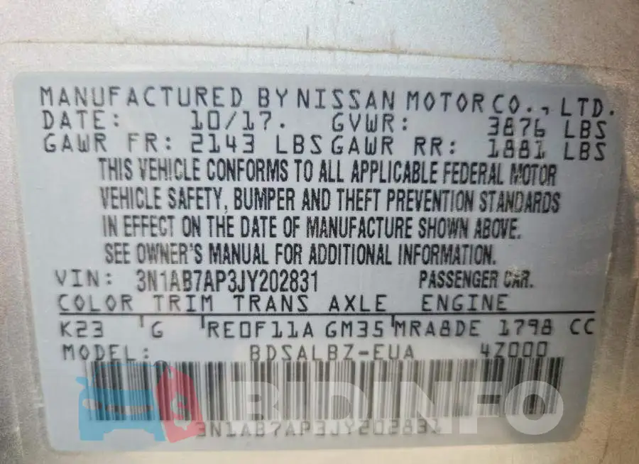 3N1AB7AP3JY202831 Photo# 12