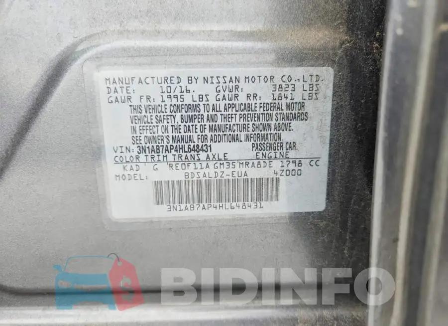 3N1AB7AP4HL648431 Photo# 12