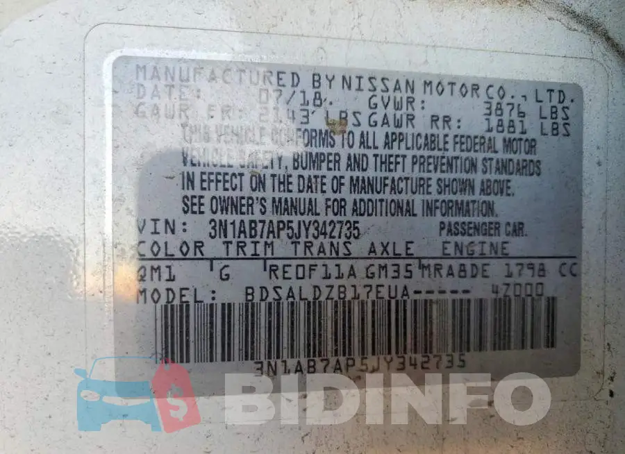3N1AB7AP5JY342735 Photo# 13