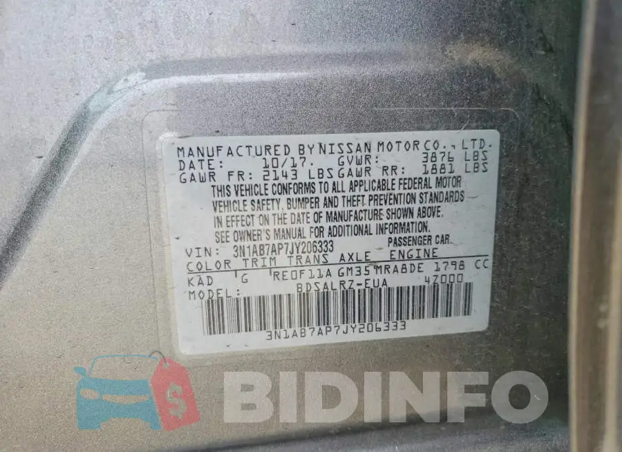 3N1AB7AP7JY206333 Photo# 12