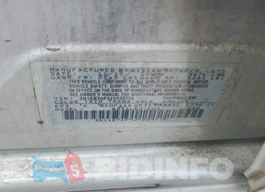 3N1AB7AP9JY229774 Photo# 13