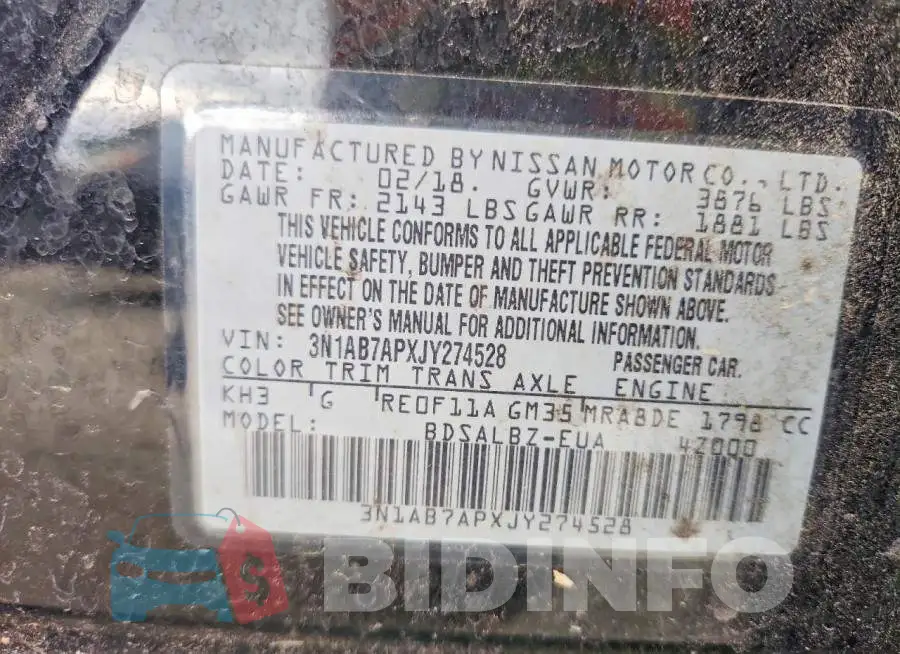 3N1AB7APXJY274528 Photo# 13