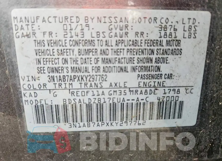 3N1AB7APXKY297762 Photo# 12