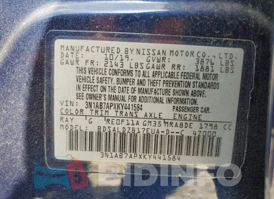 3N1AB7APXKY441584 Photo# 12