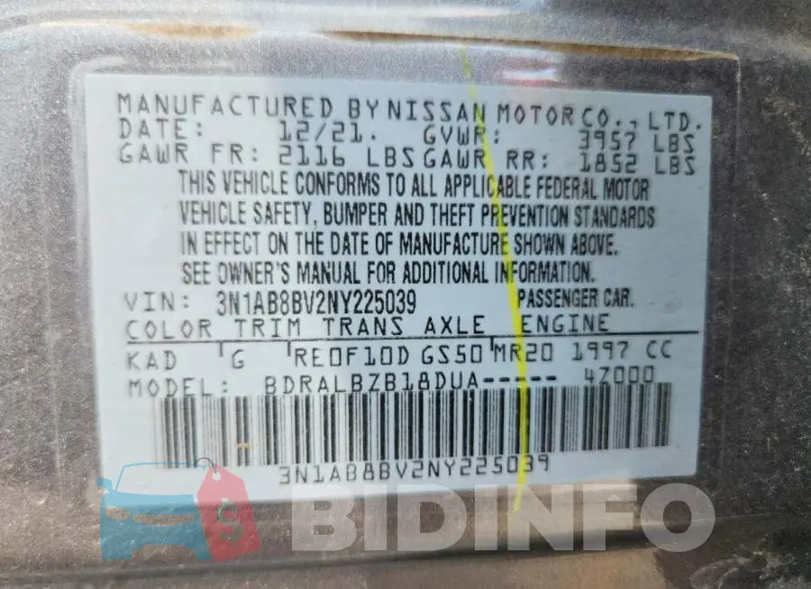 3N1AB8BV2NY225039 Photo# 12