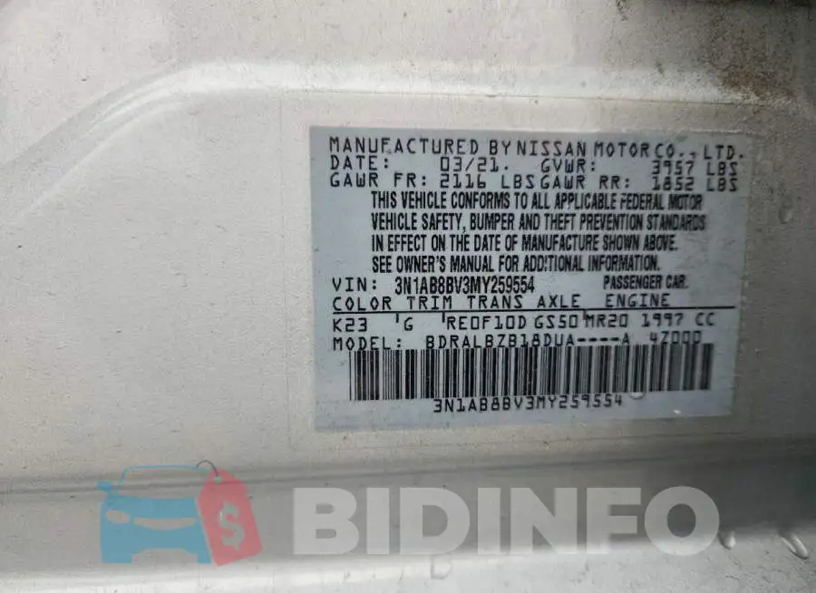 3N1AB8BV3MY259554 Photo# 12