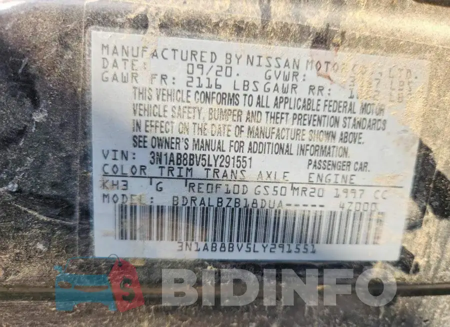 3N1AB8BV5LY291551 Photo# 12