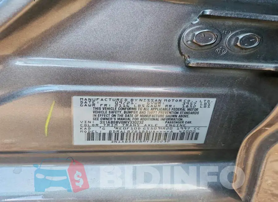 3N1AB8BV8MY330232 Photo# 12