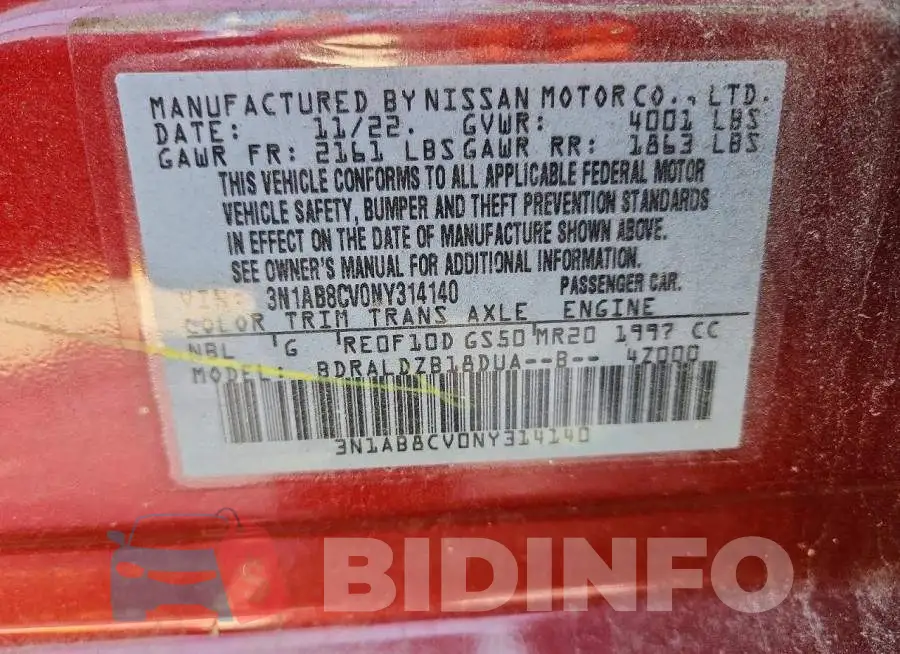 3N1AB8CV0NY314140 Photo# 12