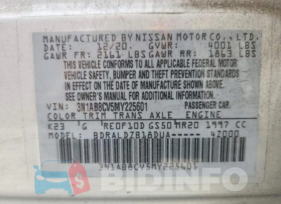 3N1AB8CV5MY225601 Photo# 13