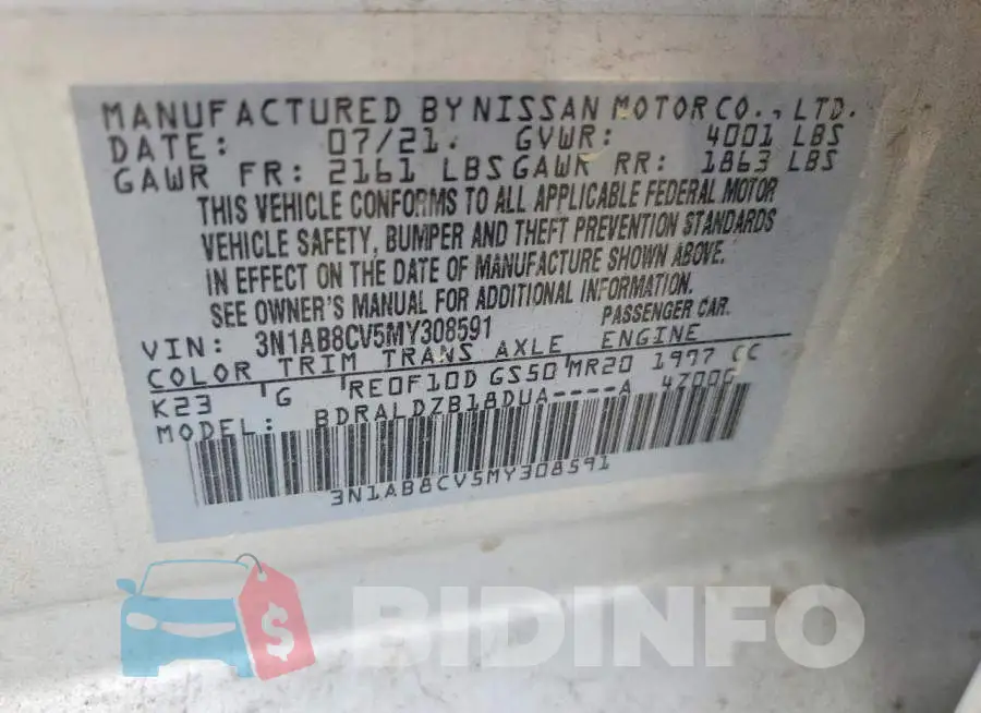 3N1AB8CV5MY308591 Photo# 13