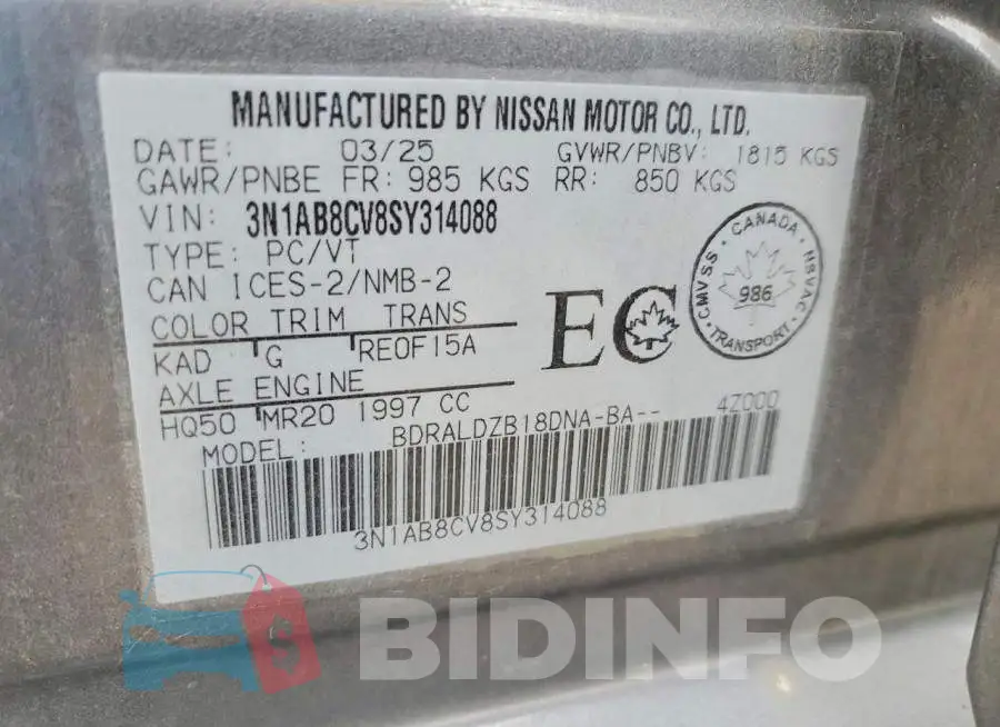 3N1AB8CV8SY314088 Photo# 12