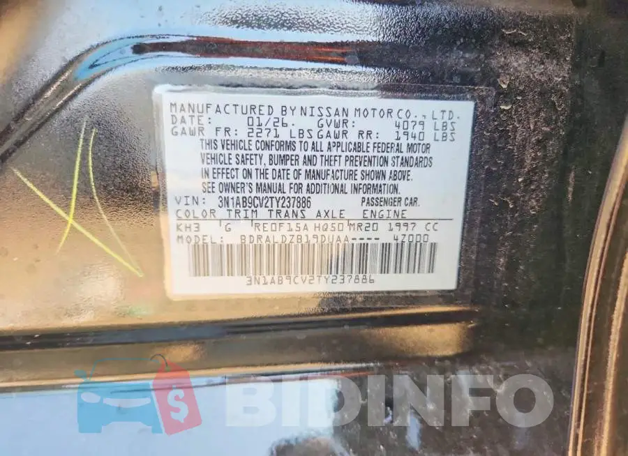3N1AB9CV2TY237886 Photo# 12