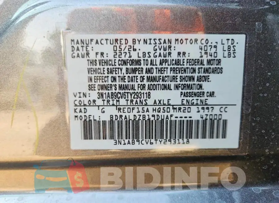 3N1AB9CV6TY293118 Photo# 12