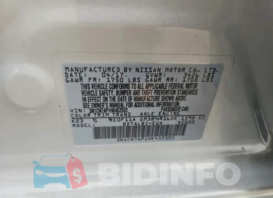 3N1CN7AP1HK452503 Photo# 12