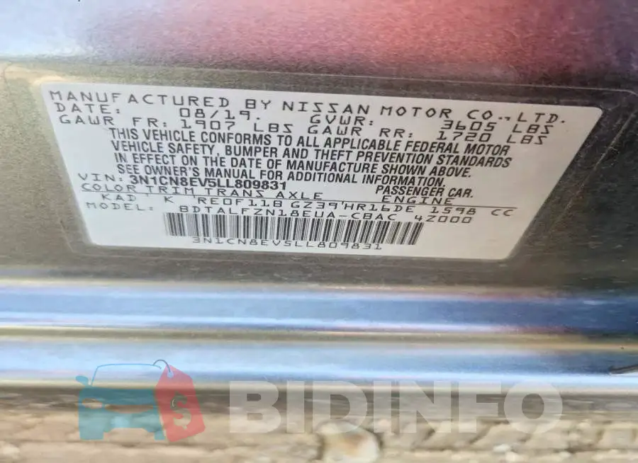 3N1CN8EV5LL809831 Photo# 12