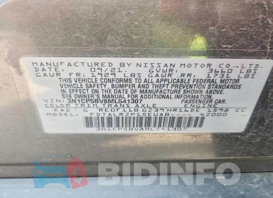 3N1CP5BV8ML541307 Photo# 13