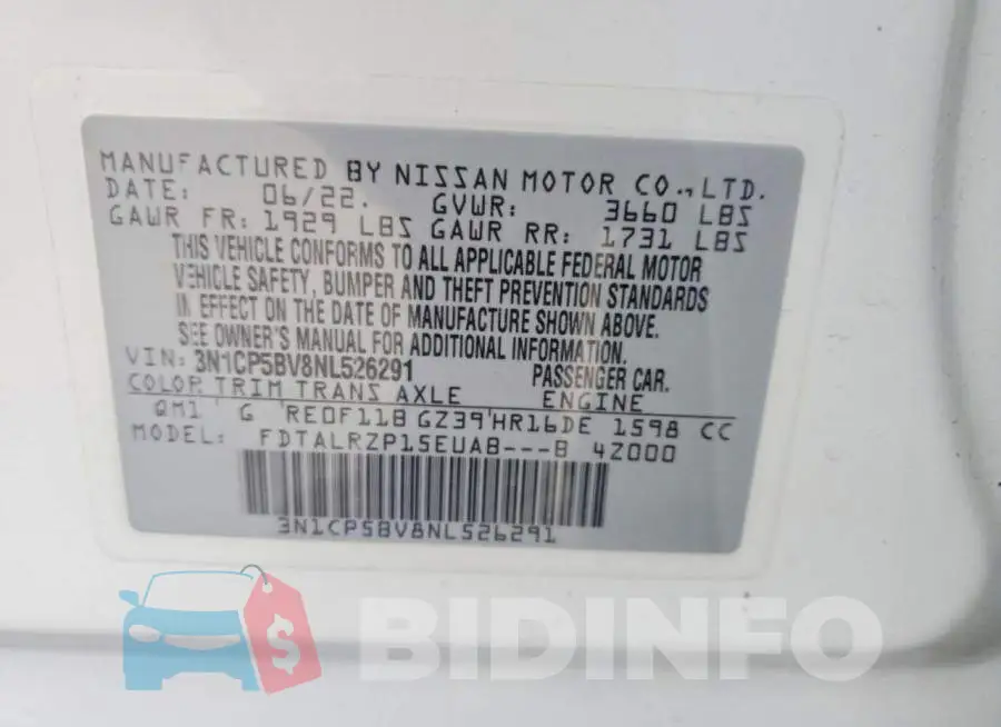 3N1CP5BV8NL526291 Photo# 13