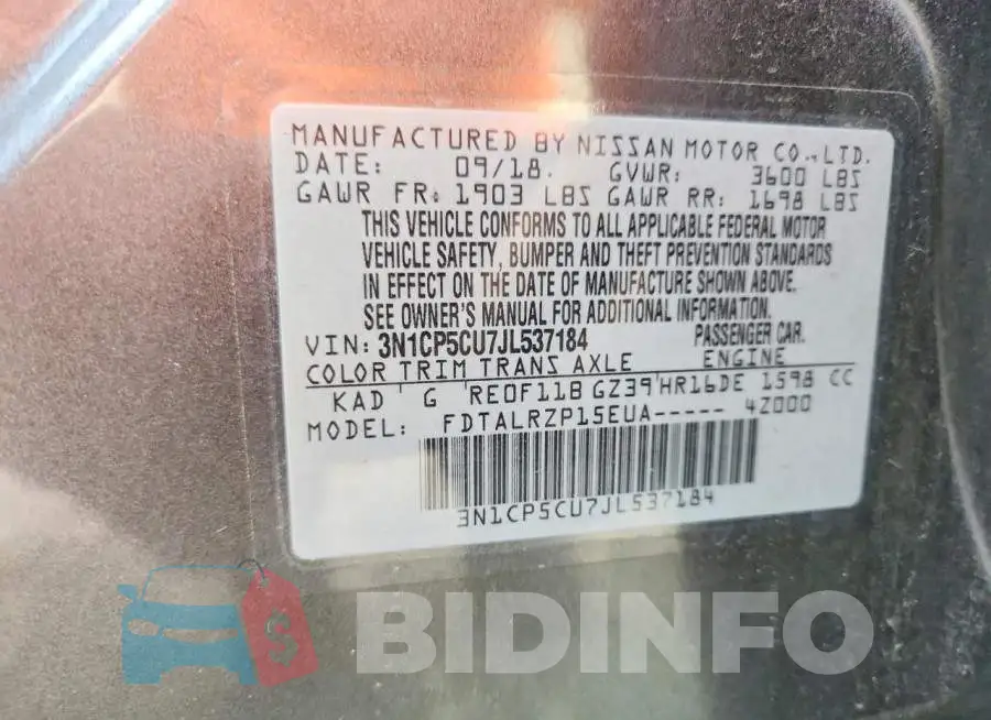 3N1CP5CU7JL537184 Photo# 14
