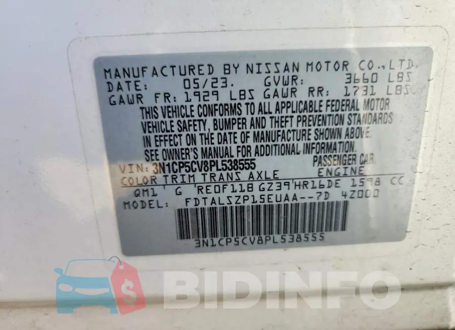 3N1CP5CV8PL538555 Photo# 13