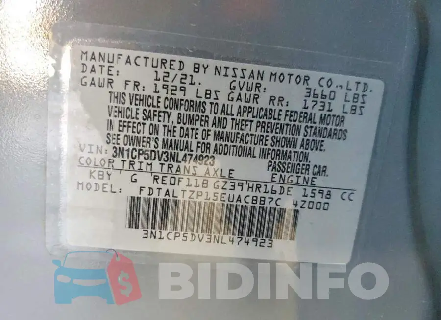 3N1CP5DV3NL474923 Photo# 13