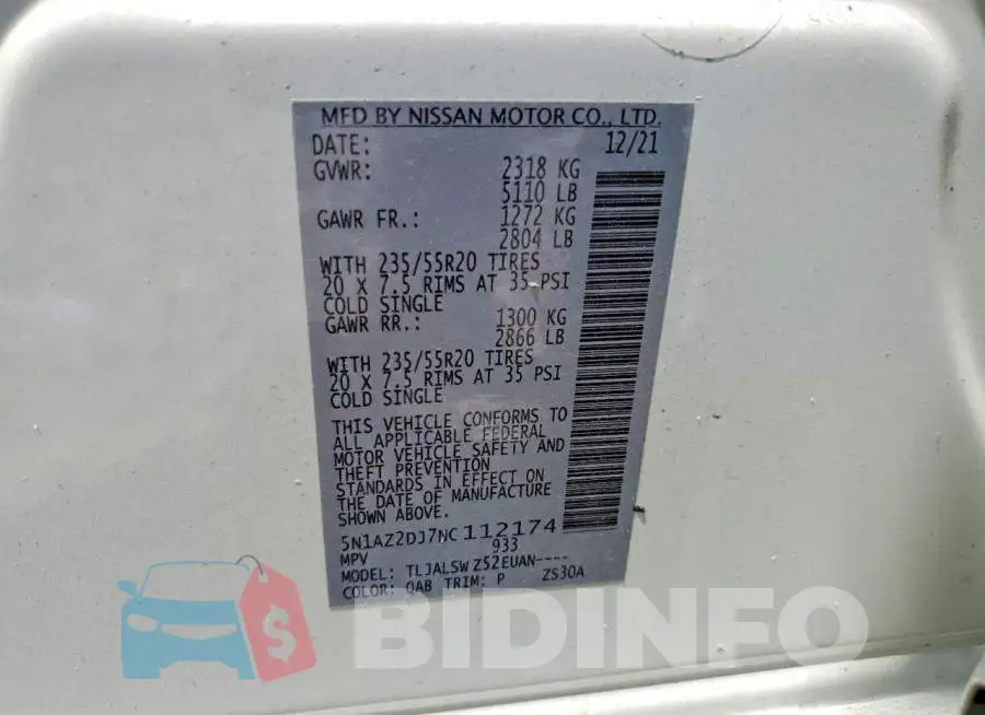 5N1AZ2DJ7NC112174 Photo# 13